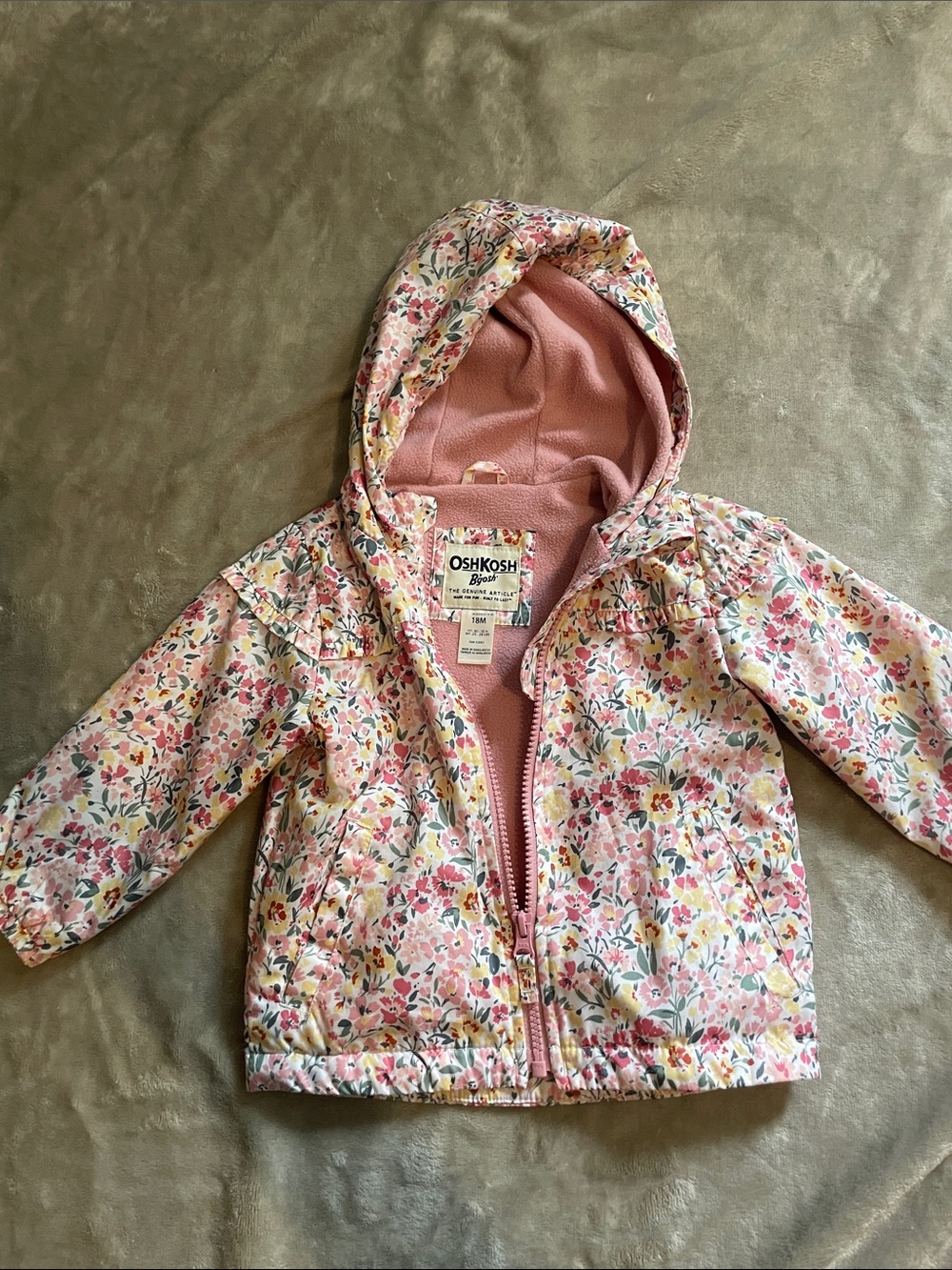 OshKosh B'gosh Pink Floral Hooded Raincoat
